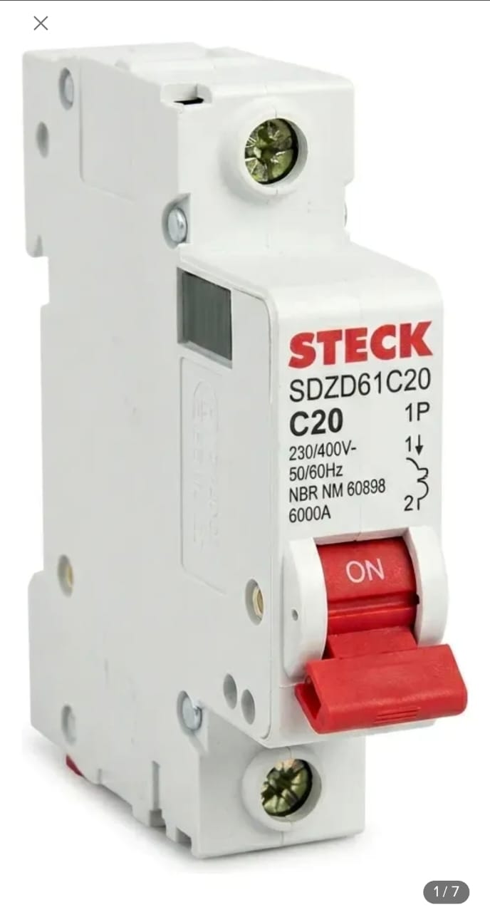 Foto de Breaker Termomagnético Riel DIN 1 Polo — CharaTools